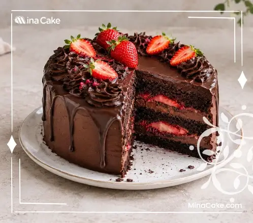 آموزش کیک شکلاتی توت فرنگی